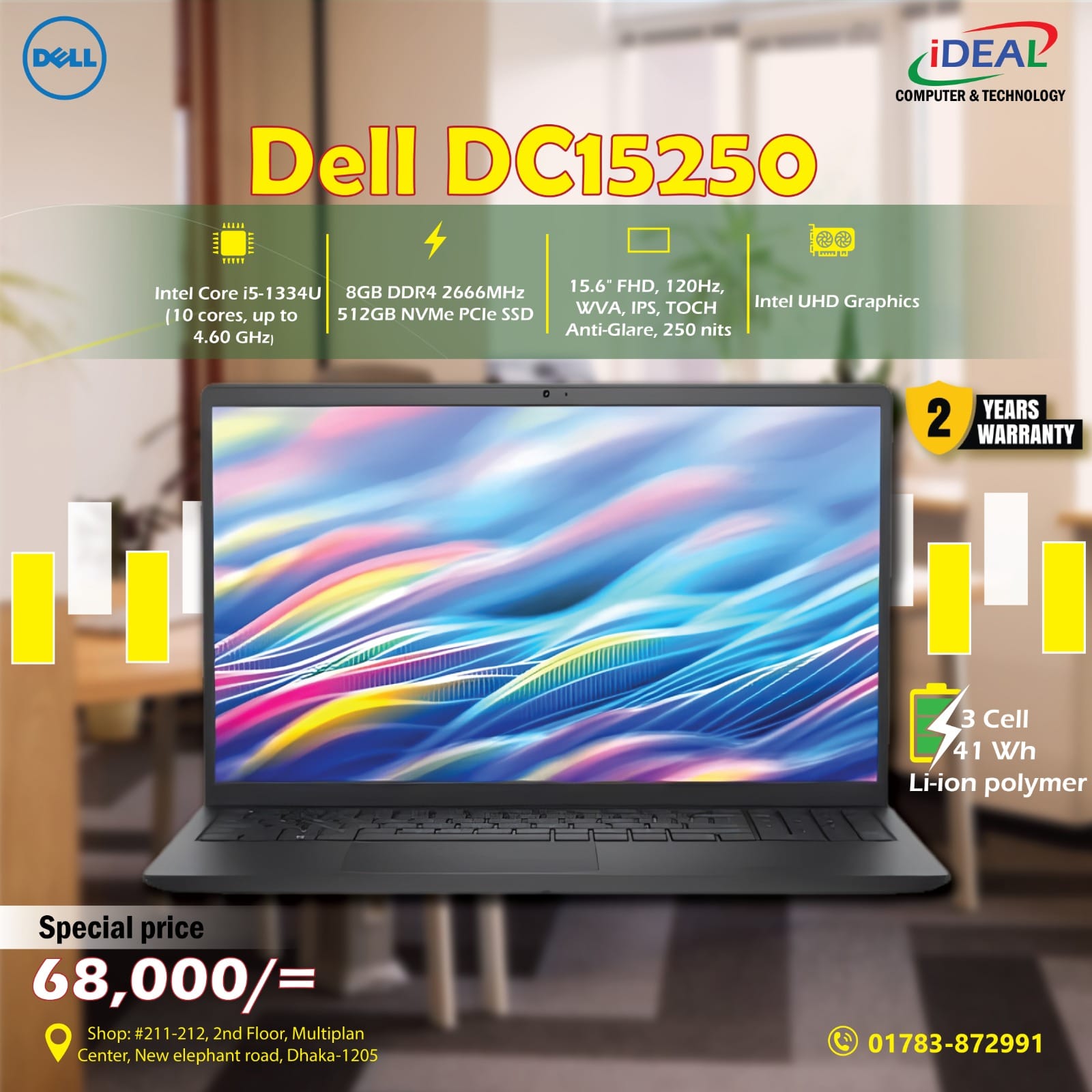 Dell 15 DC15250 Core i5 13th Gen 8GB 15.6" FHD Laptop. - Image 4